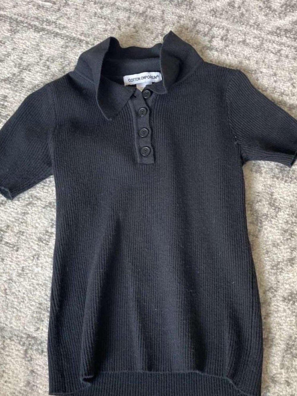 Cotton Emporium Kids Black Short-Sleeve Polo Knit Top